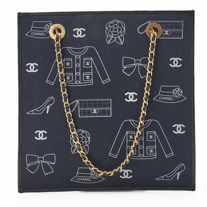CHANEL Handbag, Icon Design, Cotton, Black, Gold-Tone Hardware, Pre-Owned - Vintage La Charme