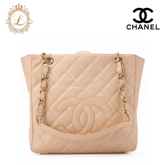 CHANEL Tote Bag Matelasse Caviar Skin Beige Gold-Tone Hardware Pre-Owned - Vintage La Charme