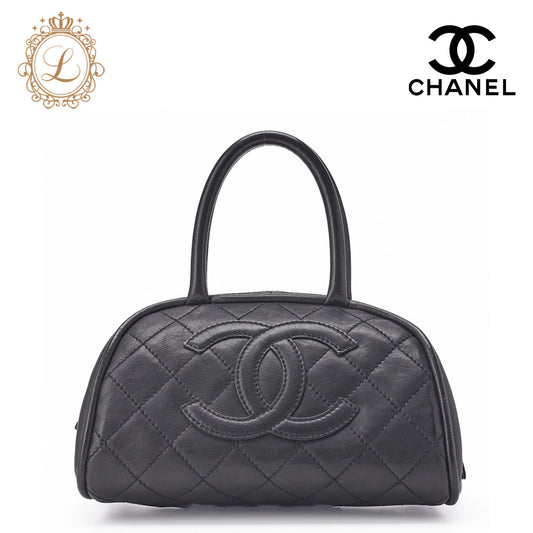 CHANEL Mini Boston Bag Matelasse Calfskin Black Silver-Tone Hardware Pre-Owned - Vintage La Charme