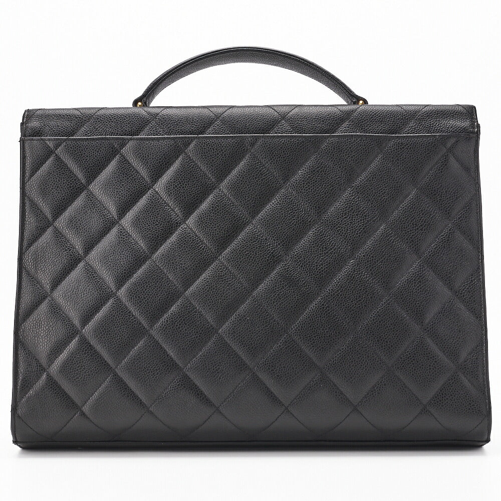 CHANEL Handbag, Matelasse, Turn Lock, Caviar Skin, Black, Gold-Tone Hardware, Pre-Owned - Vintage La Charme