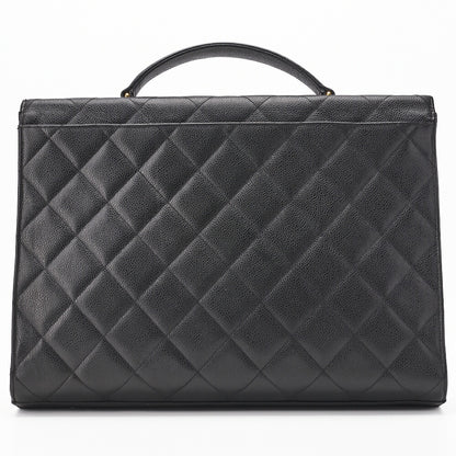 CHANEL Handbag, Matelasse, Turn Lock, Caviar Skin, Black, Gold-Tone Hardware, Pre-Owned - Vintage La Charme