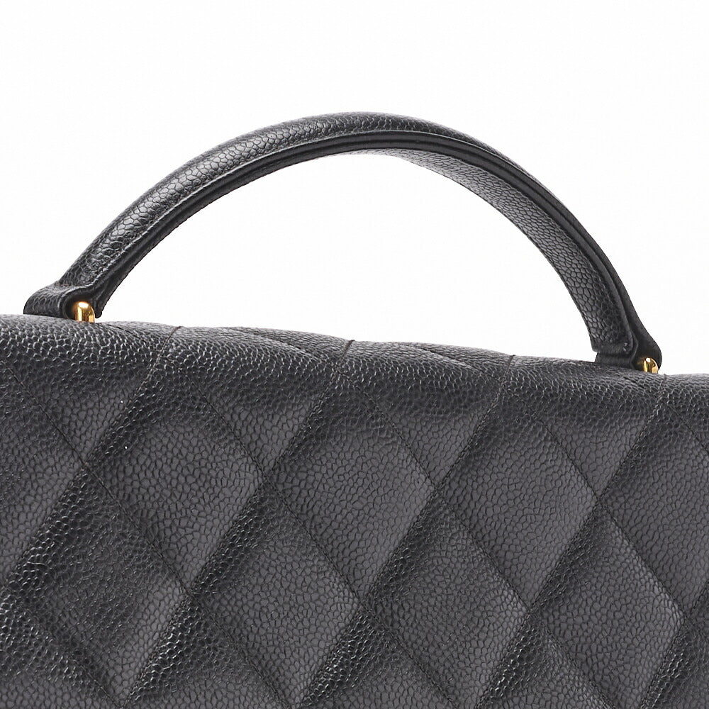 CHANEL Handbag, Matelasse, Turn Lock, Caviar Skin, Black, Gold-Tone Hardware, Pre-Owned - Vintage La Charme