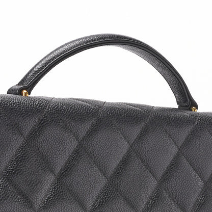 CHANEL Handbag, Matelasse, Turn Lock, Caviar Skin, Black, Gold-Tone Hardware, Pre-Owned - Vintage La Charme