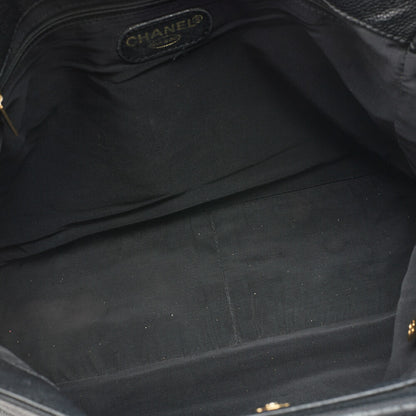 CHANEL Handbag Matelasse Coco Mark Wood Pattern Caviar Leather Black Gold-Tone Hardware Pre-Owned - Vintage La Charme