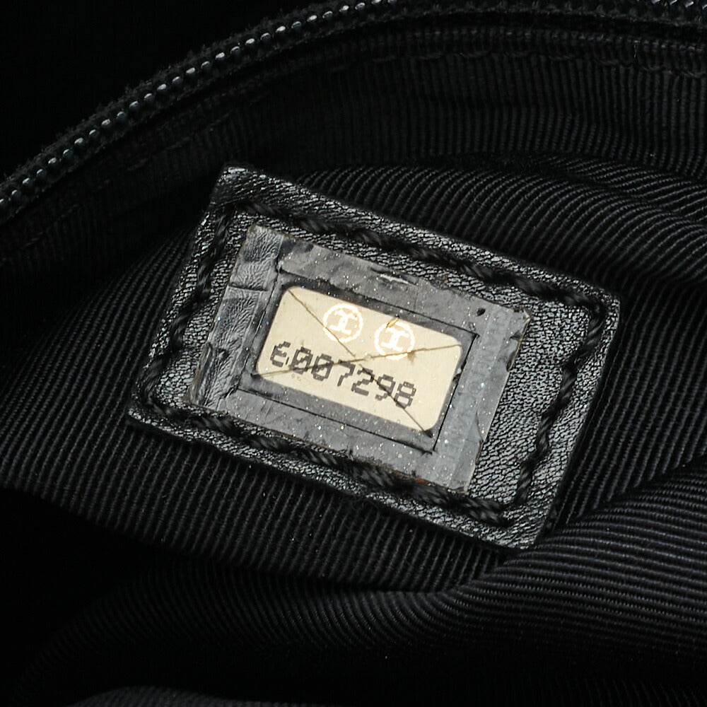 CHANEL Handbag Matelasse Coco Mark Wood Pattern Caviar Leather Black Gold-Tone Hardware Pre-Owned - Vintage La Charme