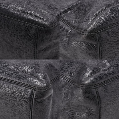CHANEL Handbag Matelasse Coco Mark Wood Pattern Caviar Leather Black Gold-Tone Hardware Pre-Owned - Vintage La Charme
