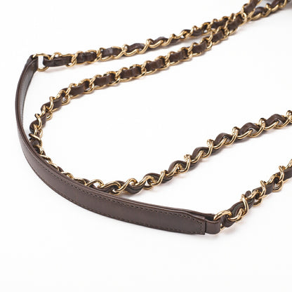 CHANEL Shoulder Bag Vintage Calf Denim Coco Charm Drawstring Brown Gold-Tone Hardware Pre-Owned - Vintage La Charme