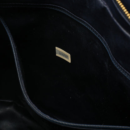 CHANEL Shoulder Tote Bag Matelasse Plate Charm Fan Shape Chain Shoulder Lambskin Navy Gold-Tone Hardware Pre-Owned - Vintage La Charme