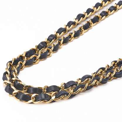 CHANEL Shoulder Tote Bag Matelasse Plate Charm Fan Shape Chain Shoulder Lambskin Navy Gold-Tone Hardware Pre-Owned - Vintage La Charme