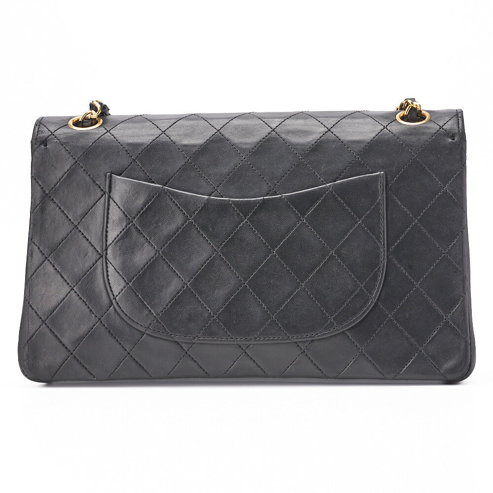 CHANEL Shoulder Bag, Matelasse Turn Lock Double Straight Flap, Lambskin, Black, Gold-Tone Hardware, Pre-Owned - Vintage La Charme