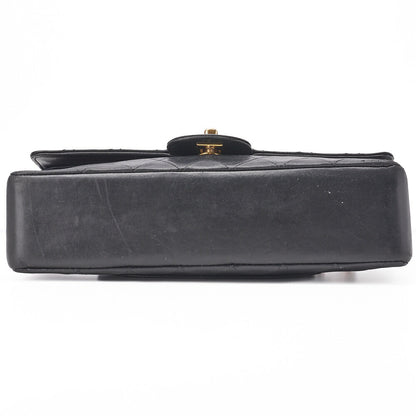 CHANEL Shoulder Bag, Matelasse Turn Lock Double Straight Flap, Lambskin, Black, Gold-Tone Hardware, Pre-Owned - Vintage La Charme