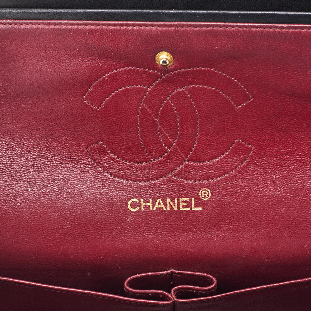 CHANEL Shoulder Bag, Matelasse Turn Lock Double Straight Flap, Lambskin, Black, Gold-Tone Hardware, Pre-Owned - Vintage La Charme