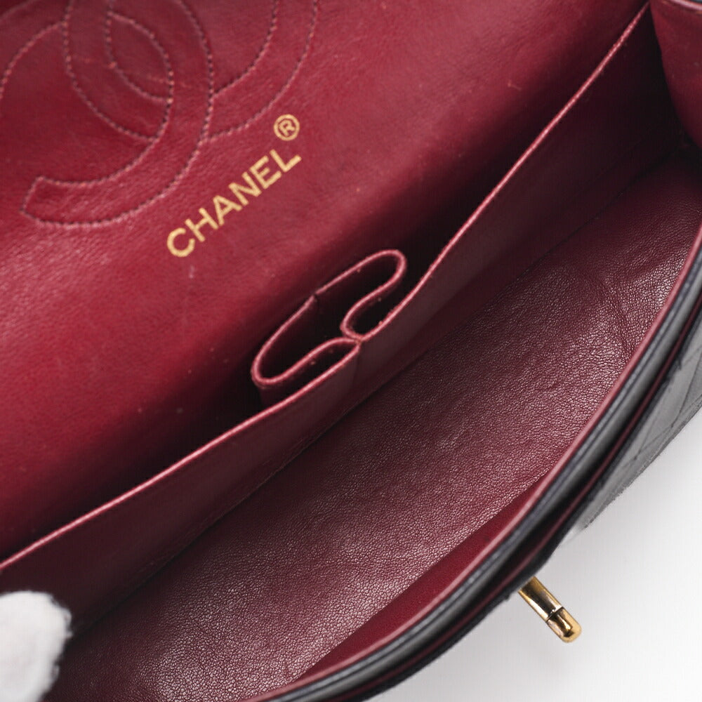 CHANEL Shoulder Bag, Matelasse Turn Lock Double Straight Flap, Lambskin, Black, Gold-Tone Hardware, Pre-Owned - Vintage La Charme