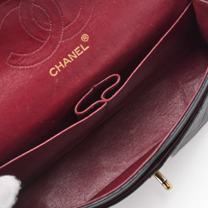 CHANEL Shoulder Bag, Matelasse Turn Lock Double Straight Flap, Lambskin, Black, Gold-Tone Hardware, Pre-Owned - Vintage La Charme