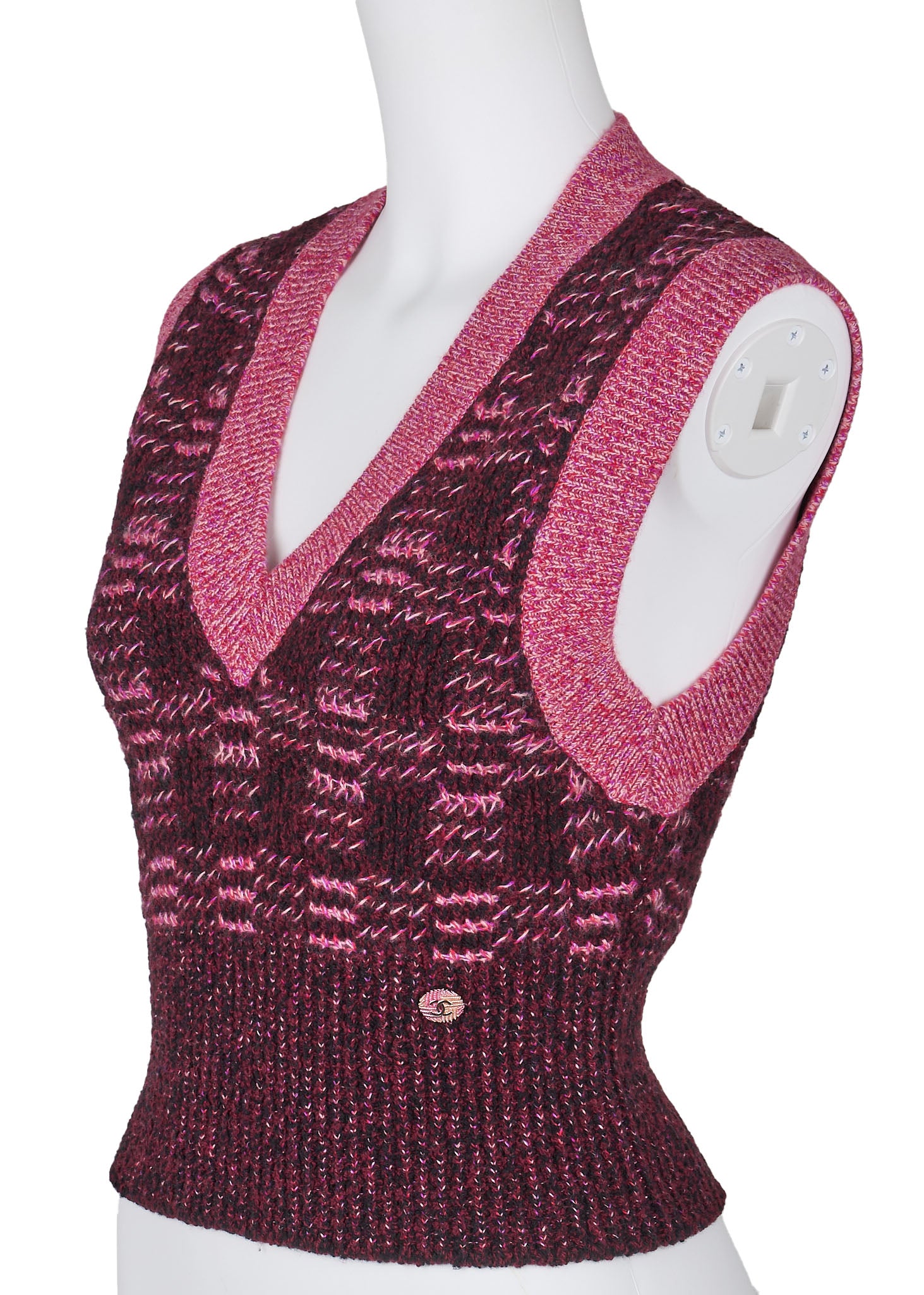 CHANEL Knit Vest, Camisole, Sleeveless, Cashmere Blend, Pink, Gold-Tone Hardware, Pre-Owned - Vintage La Charme