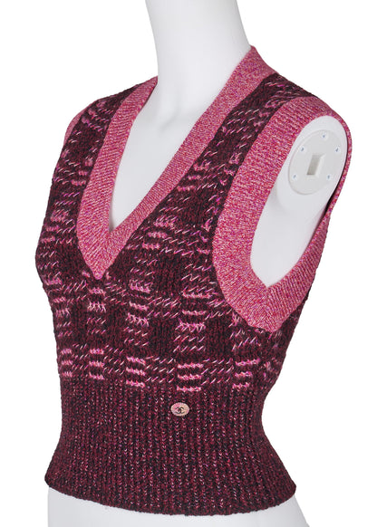 CHANEL Knit Vest, Camisole, Sleeveless, Cashmere Blend, Pink, Gold-Tone Hardware, Pre-Owned - Vintage La Charme