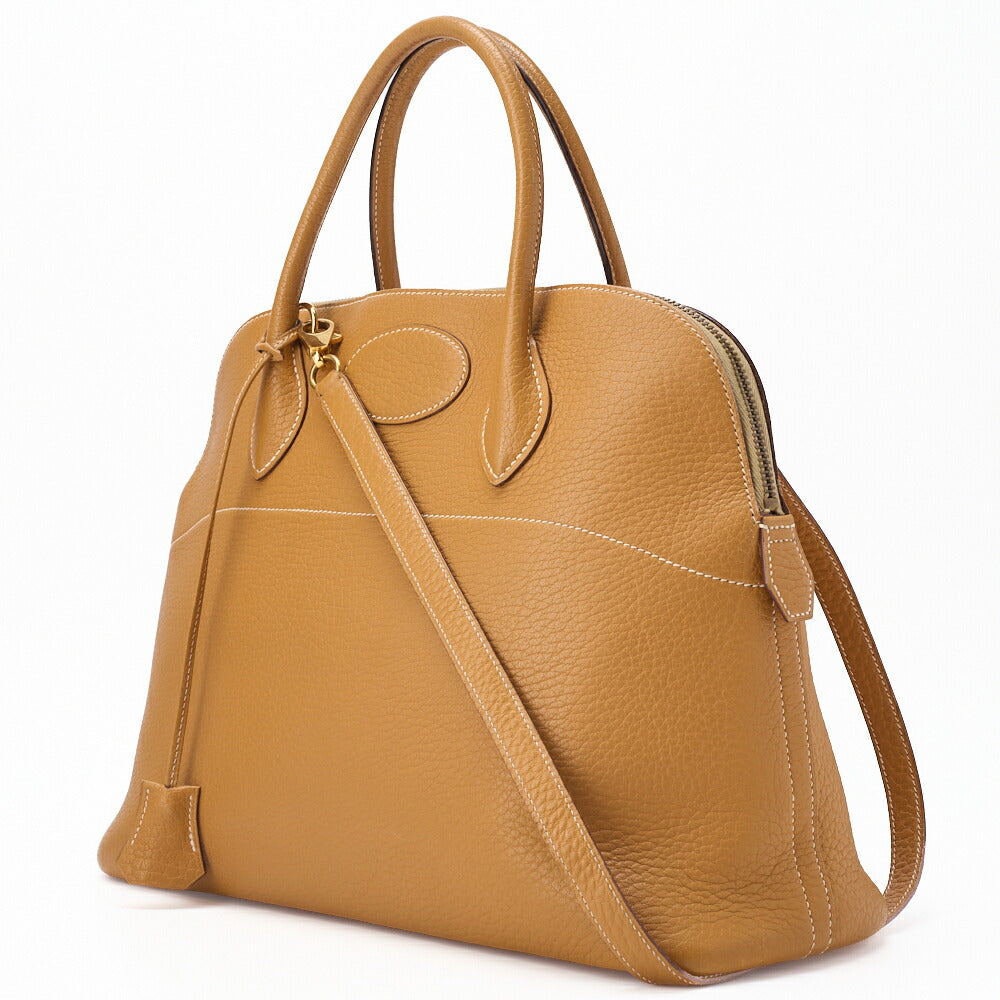 HERMES Bolide 35 Handbag Shoulder Bag Fjord Leather Natural Gold-Tone Hardware Pre-Owned - Vintage La Charme