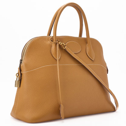 HERMES Bolide 35 Handbag Shoulder Bag Fjord Leather Natural Gold-Tone Hardware Pre-Owned - Vintage La Charme