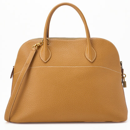 HERMES Bolide 35 Handbag Shoulder Bag Fjord Leather Natural Gold-Tone Hardware Pre-Owned - Vintage La Charme