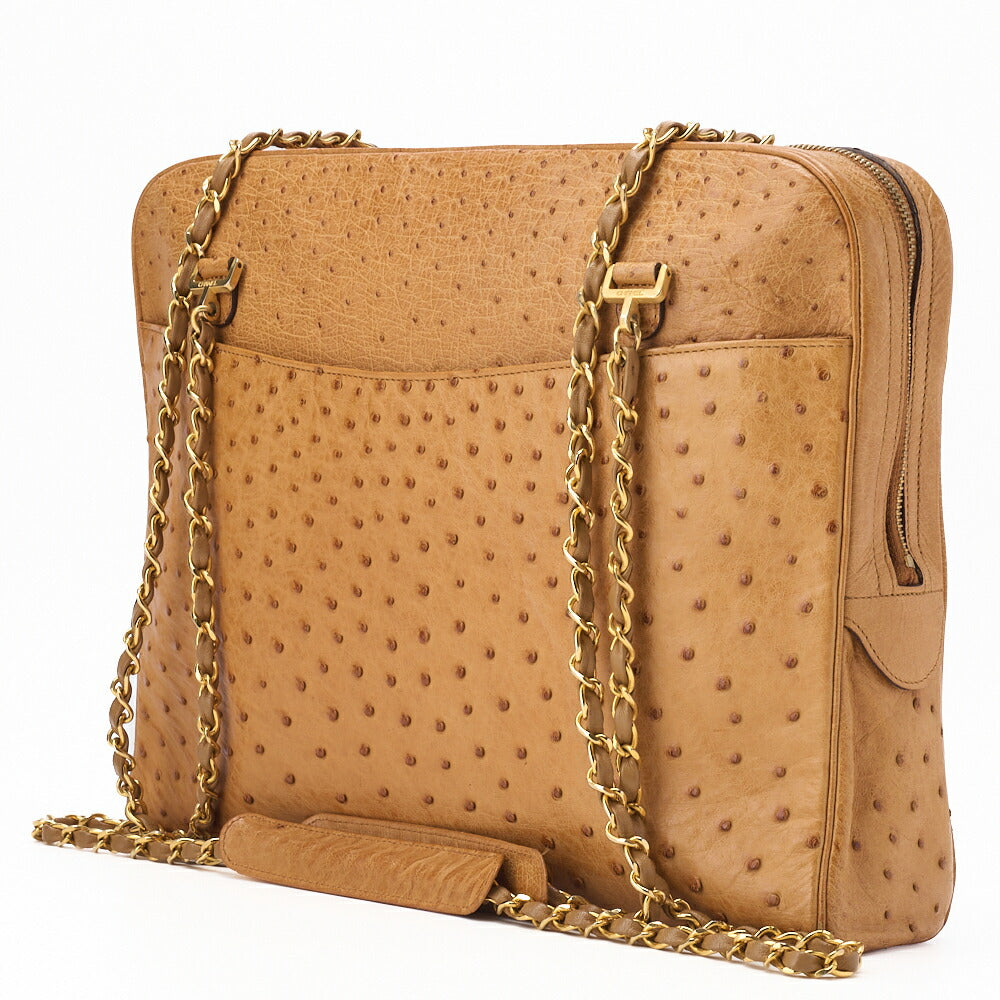 CHANEL Shoulder Bag Tote Bag Matelasse Ostrich Beige Gold-Tone Hardware Pre-Owned - Vintage La Charme