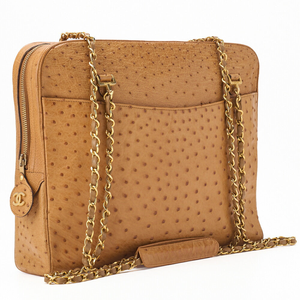 CHANEL Shoulder Bag Tote Bag Matelasse Ostrich Beige Gold-Tone Hardware Pre-Owned - Vintage La Charme