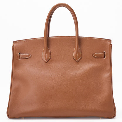 HERMES Birkin 35 Handbag Kushbel Gold, Gold Fittings, Pre-Owned - Vintage La Charme