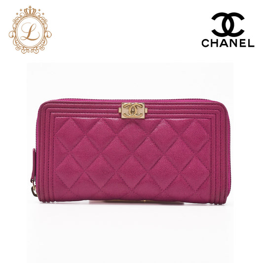 CHANEL Long Wallet, Matelasse, Caviar Skin, Rose Pink, Gold-Tone Hardware, Pre-Owned - Vintage La Charme