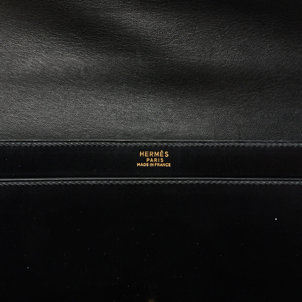 HERMES Cordeliere Handbag, Box Calf, Black, Gold-Tone Hardware, Pre-Owned - Vintage La Charme
