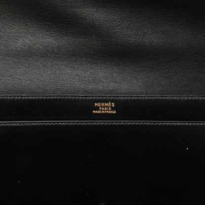 HERMES Cordeliere Handbag, Box Calf, Black, Gold-Tone Hardware, Pre-Owned - Vintage La Charme