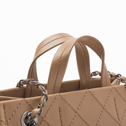 CHANEL Shoulder Bag, Matelasse Wild Stitch, Calfskin, Beige, Silver-Tone Hardware, Pre-Owned - Vintage La Charme