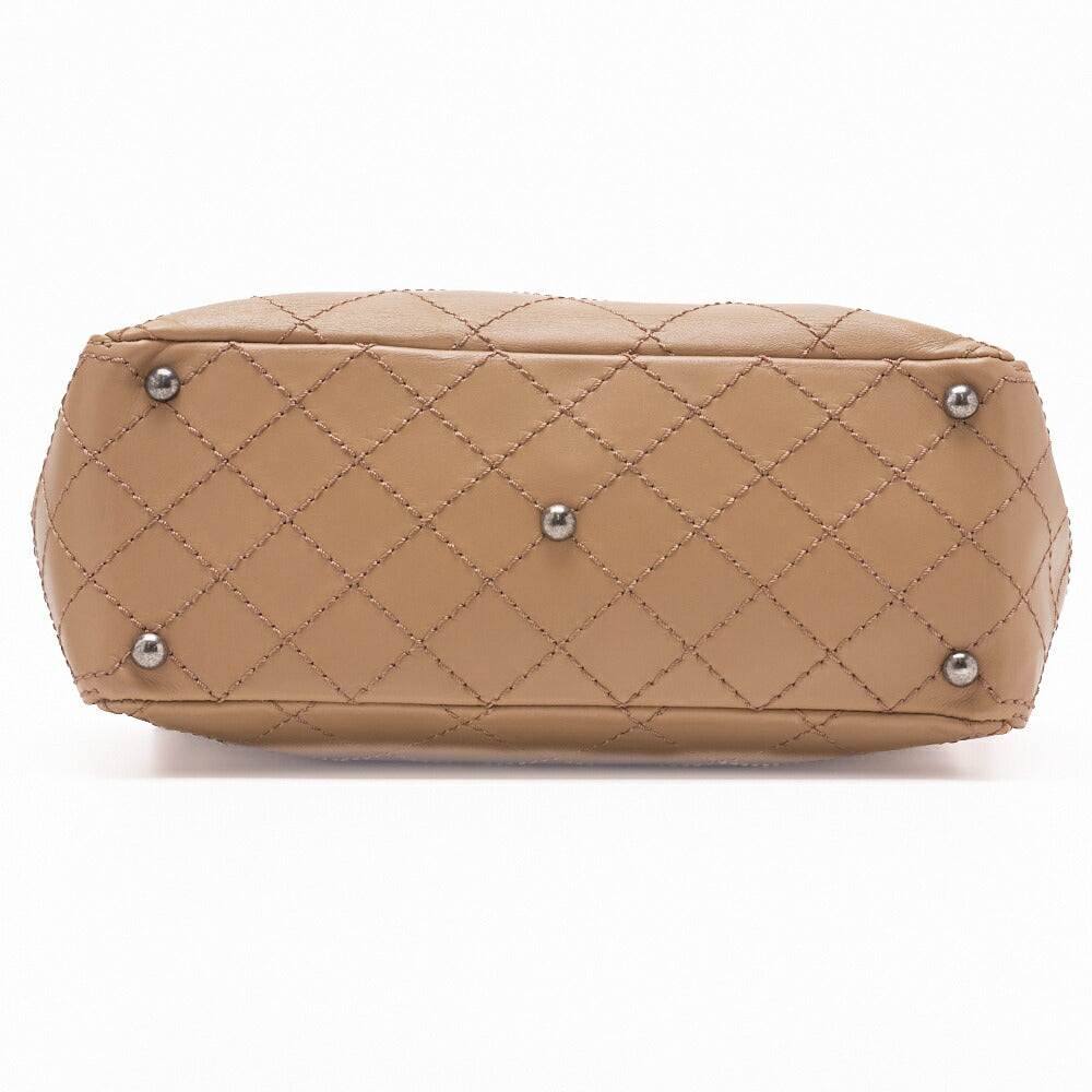 CHANEL Shoulder Bag, Matelasse Wild Stitch, Calfskin, Beige, Silver-Tone Hardware, Pre-Owned - Vintage La Charme