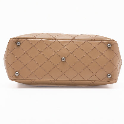 CHANEL Shoulder Bag, Matelasse Wild Stitch, Calfskin, Beige, Silver-Tone Hardware, Pre-Owned - Vintage La Charme