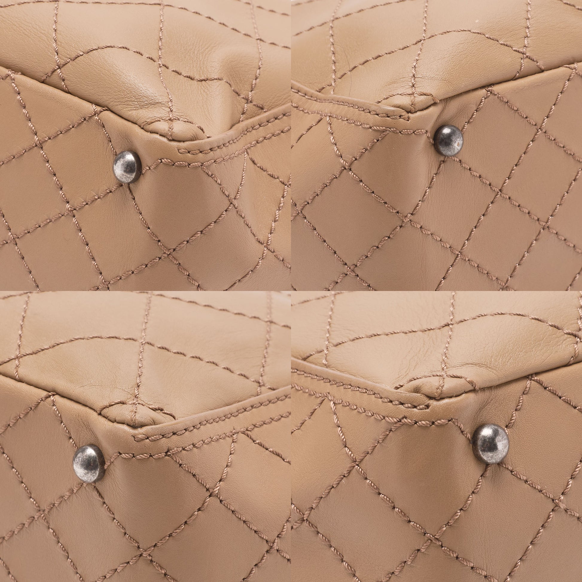 CHANEL Shoulder Bag, Matelasse Wild Stitch, Calfskin, Beige, Silver-Tone Hardware, Pre-Owned - Vintage La Charme