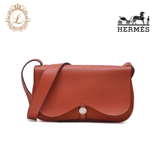 HERMES Shoulder Bag Sack Colorado MM, Liège Canvas, Orange, Silver-Tone Hardware, Pre-Owned - Vintage La Charme