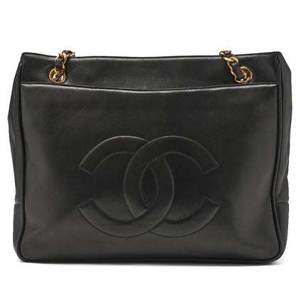 Chanel Shoulder Bag, Outside Flap, Double Chain Shoulder, Lambskin, Black, Gold-Tone Hardware, Pre-Owned - Vintage La Charme