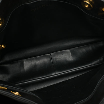 Chanel Shoulder Bag, Outside Flap, Double Chain Shoulder, Lambskin, Black, Gold-Tone Hardware, Pre-Owned - Vintage La Charme