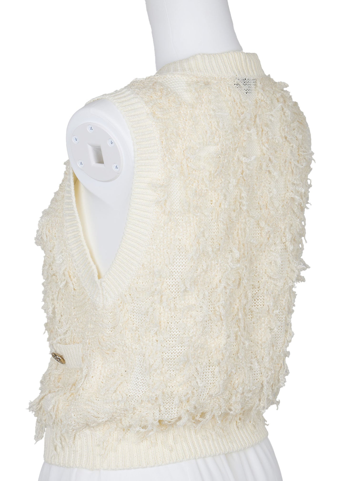 CHANEL Knitted Vest, Camisole, Cotton Blend, Ivory, Gold-Tone Hardware, Pre-Owned - Vintage La Charme