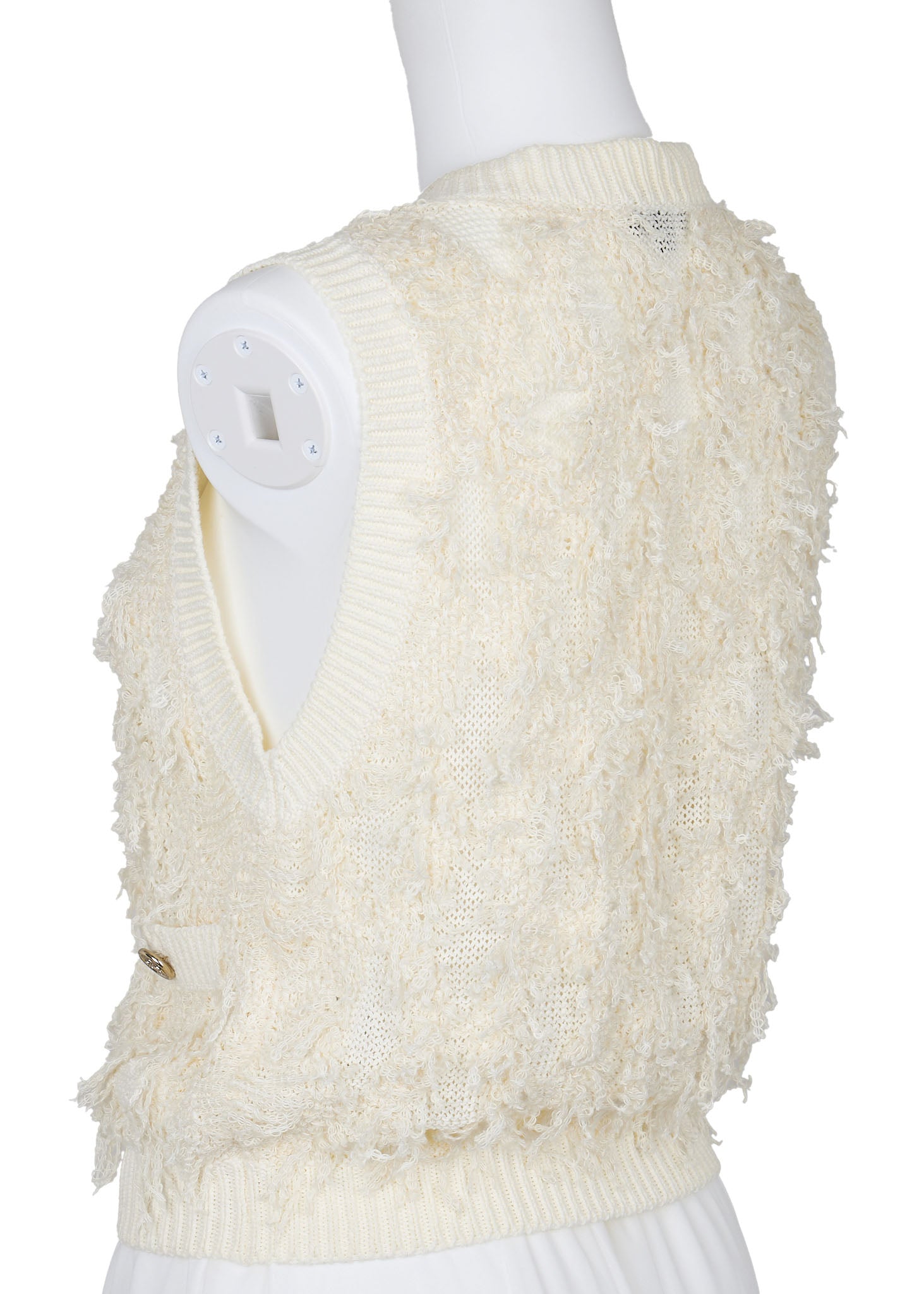 CHANEL Knitted Vest, Camisole, Cotton Blend, Ivory, Gold-Tone Hardware, Pre-Owned - Vintage La Charme