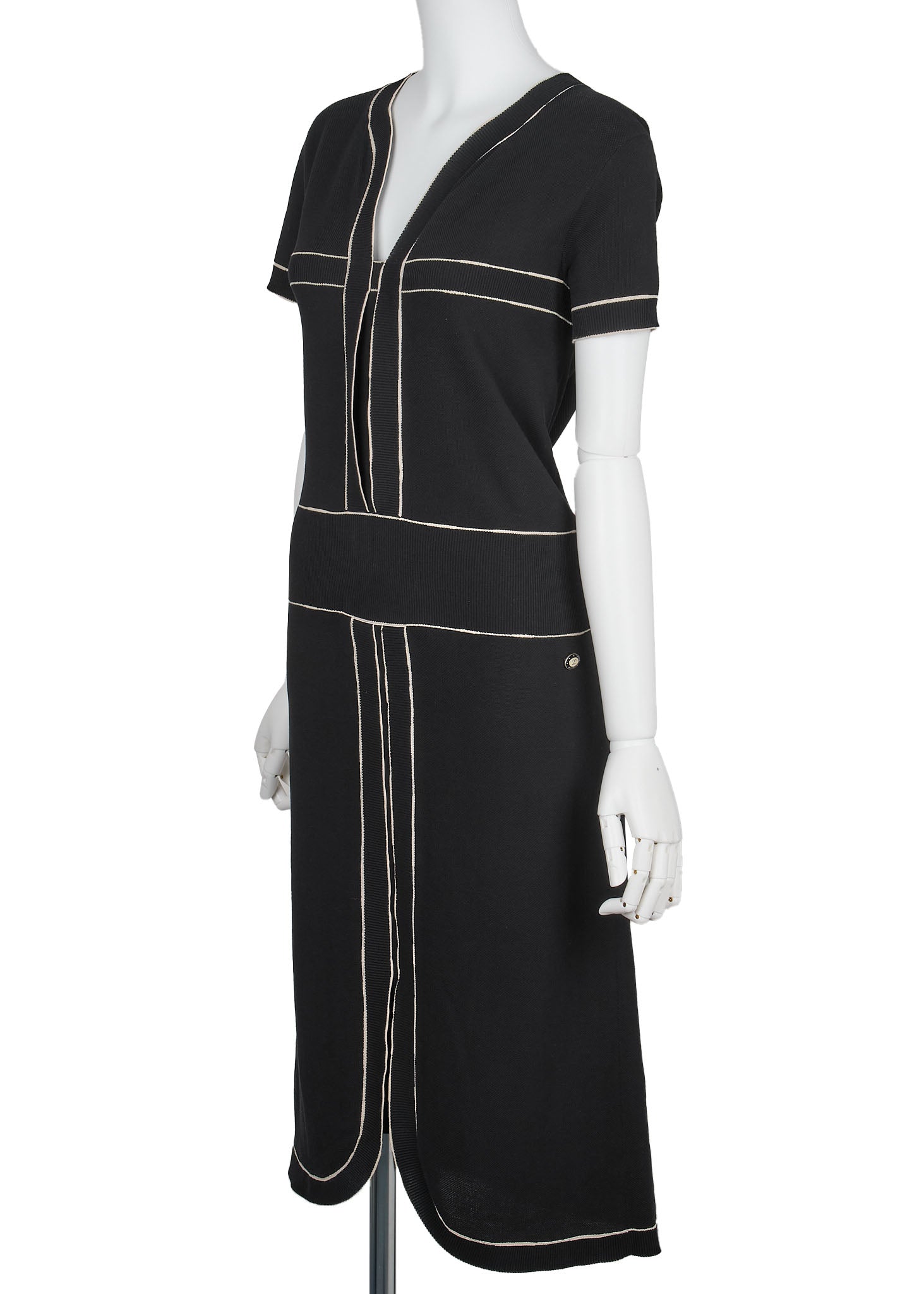 CHANEL One Piece Dress, Short Sleeve, Cotton, Black, Pre-Owned - Vintage La Charme