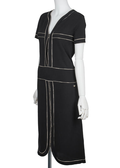 CHANEL One Piece Dress, Short Sleeve, Cotton, Black, Pre-Owned - Vintage La Charme