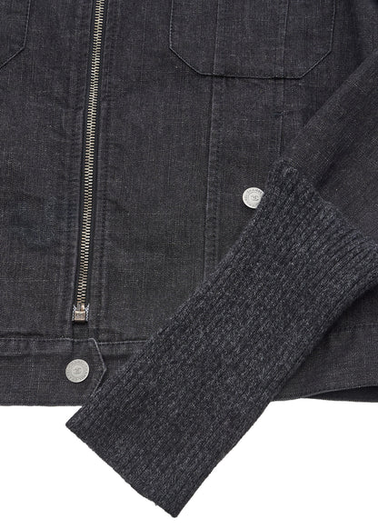 CHANEL Denim Jacket, Coco Button, Long Sleeve, Cotton Blend, Black, Gold-Tone Hardware, Pre-Owned - Vintage La Charme