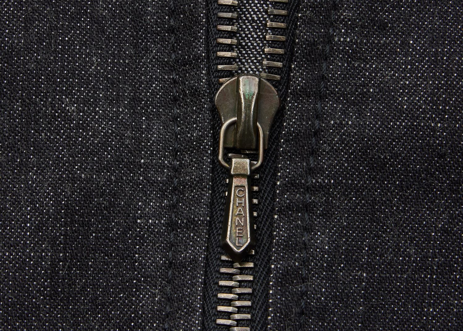 CHANEL Denim Jacket, Coco Button, Long Sleeve, Cotton Blend, Black, Gold-Tone Hardware, Pre-Owned - Vintage La Charme