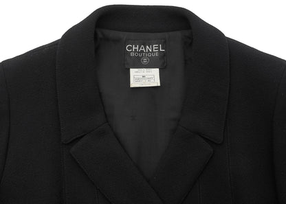 CHANEL Jacket Skirt Set, Coco Button, Wool, Black, Pre-Owned - Vintage La Charme