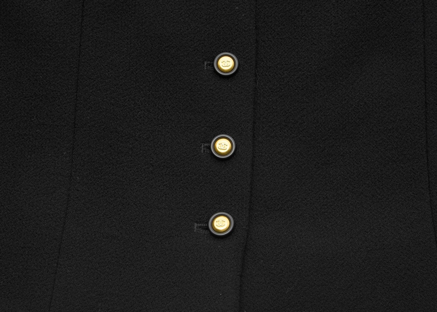 CHANEL Jacket Skirt Set, Coco Button, Wool, Black, Pre-Owned - Vintage La Charme
