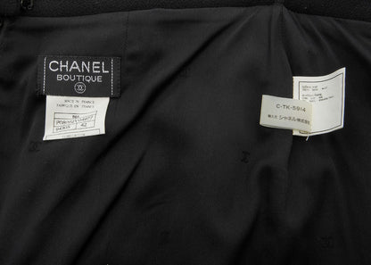 CHANEL Jacket Skirt Set, Coco Button, Wool, Black, Pre-Owned - Vintage La Charme