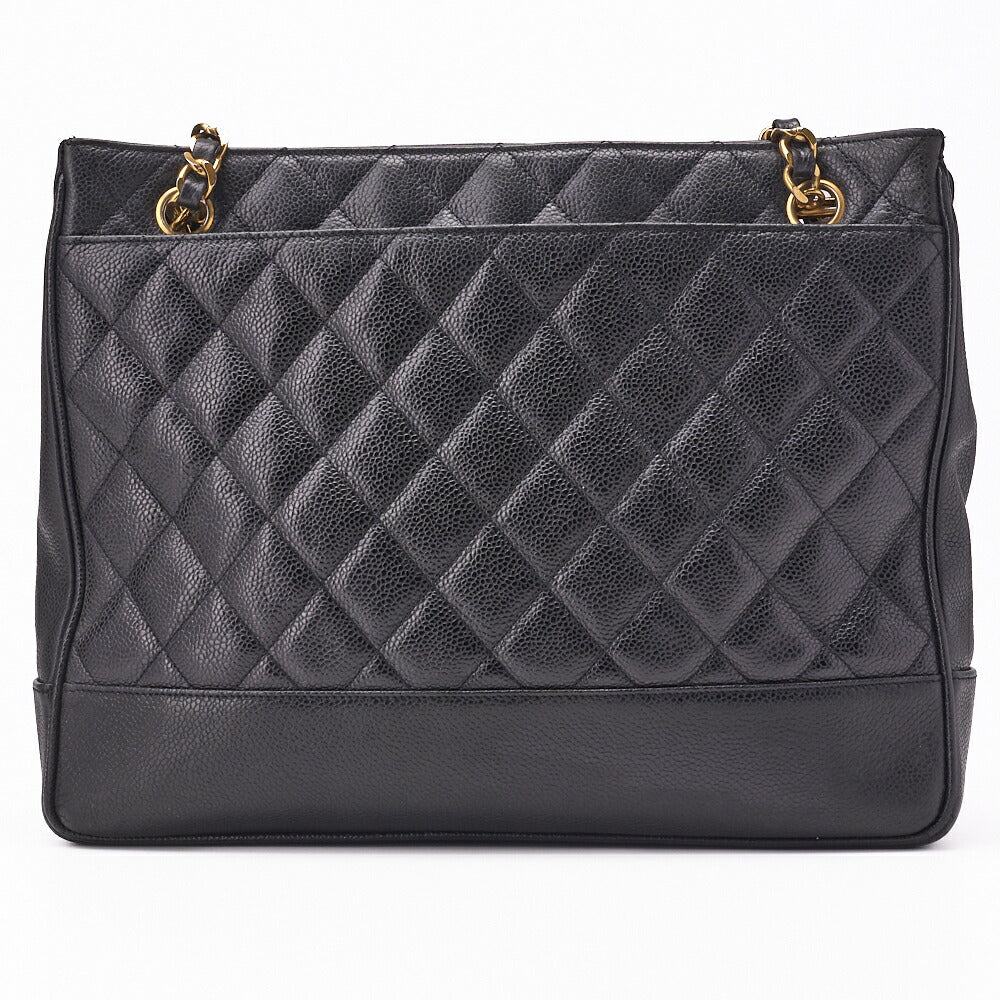 CHANEL Shoulder Tote Bag Matelasse Caviar Skin Black Gold-Tone Hardware Pre-Owned - Vintage La Charme
