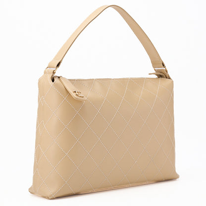 CHANEL Shoulder Bag, Matelasse Coco Mark One, Calf Leather, Beige, Gold-Tone Hardware, Pre-Owned - Vintage La Charme