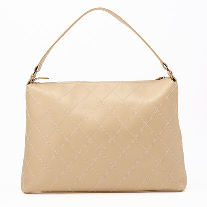 CHANEL Shoulder Bag, Matelasse Coco Mark One, Calf Leather, Beige, Gold-Tone Hardware, Pre-Owned - Vintage La Charme