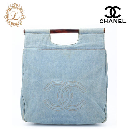 CHANEL Handbag Coco Mark Tortoiseshell Pattern Denim Gold-Tone Hardware Pre-Owned - Vintage La Charme