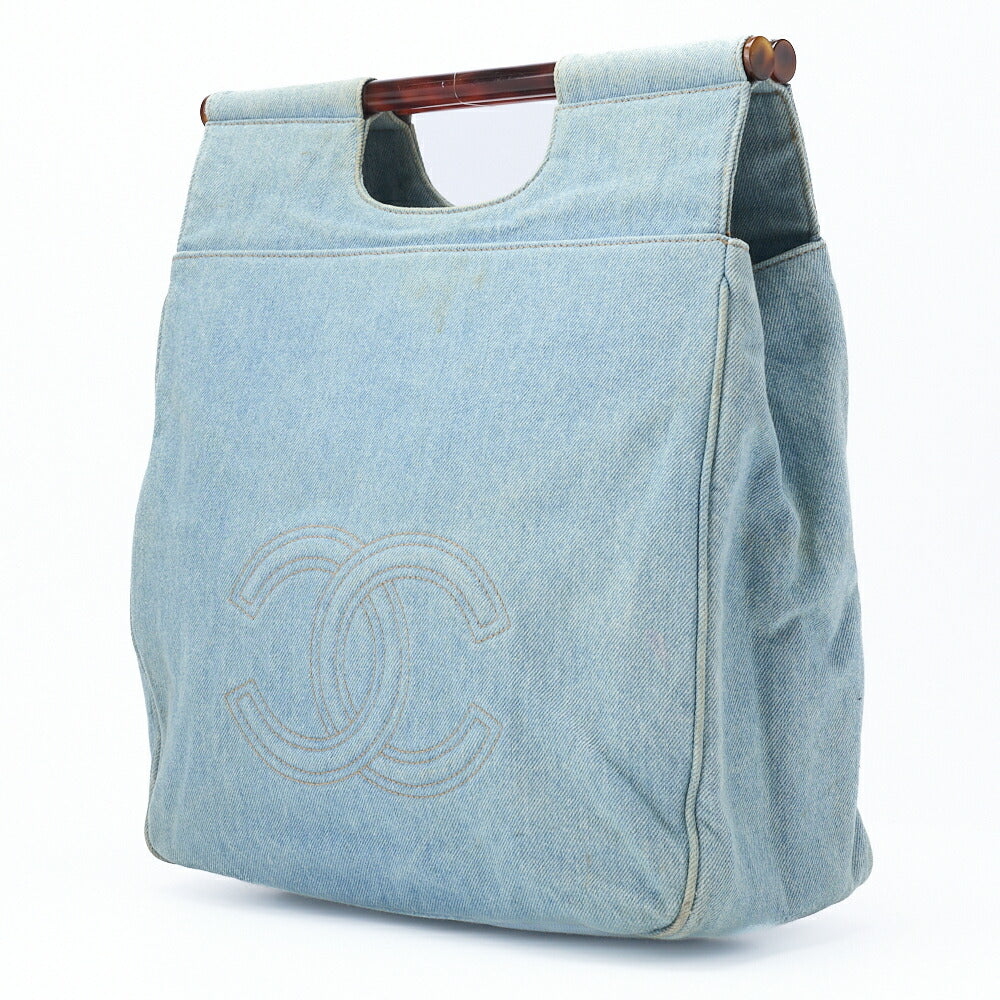 CHANEL Handbag Coco Mark Tortoiseshell Pattern Denim Gold-Tone Hardware Pre-Owned - Vintage La Charme